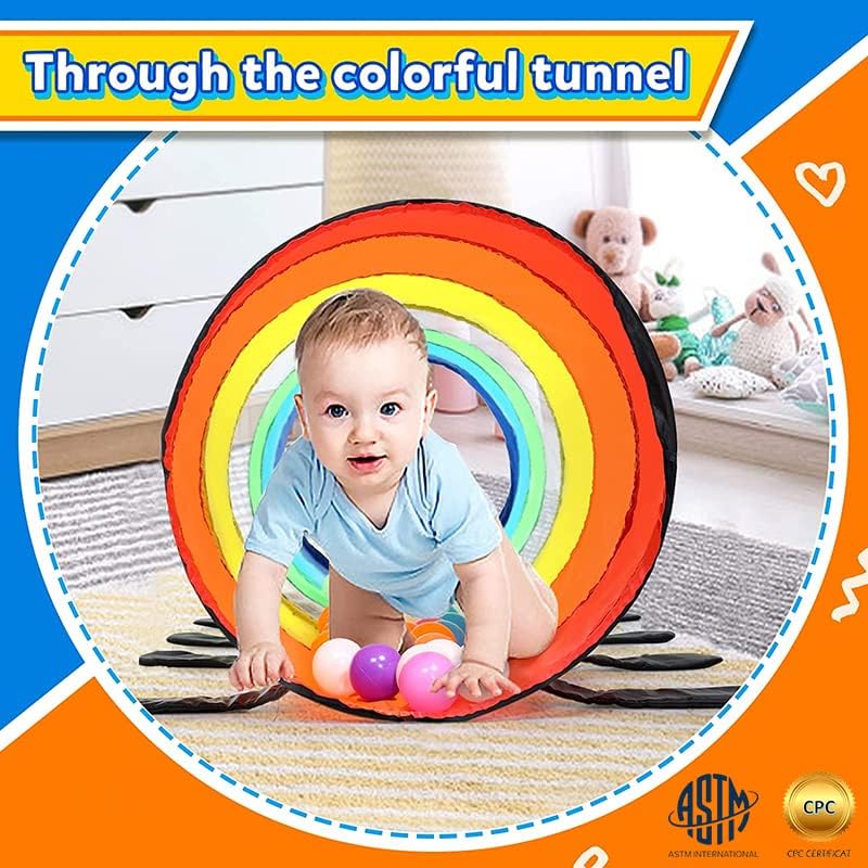 Moncoland Kids Play Tunnel for Toddlers, 6-ft Colorful Pop Up Crawl Through Tunnel Play Tent for