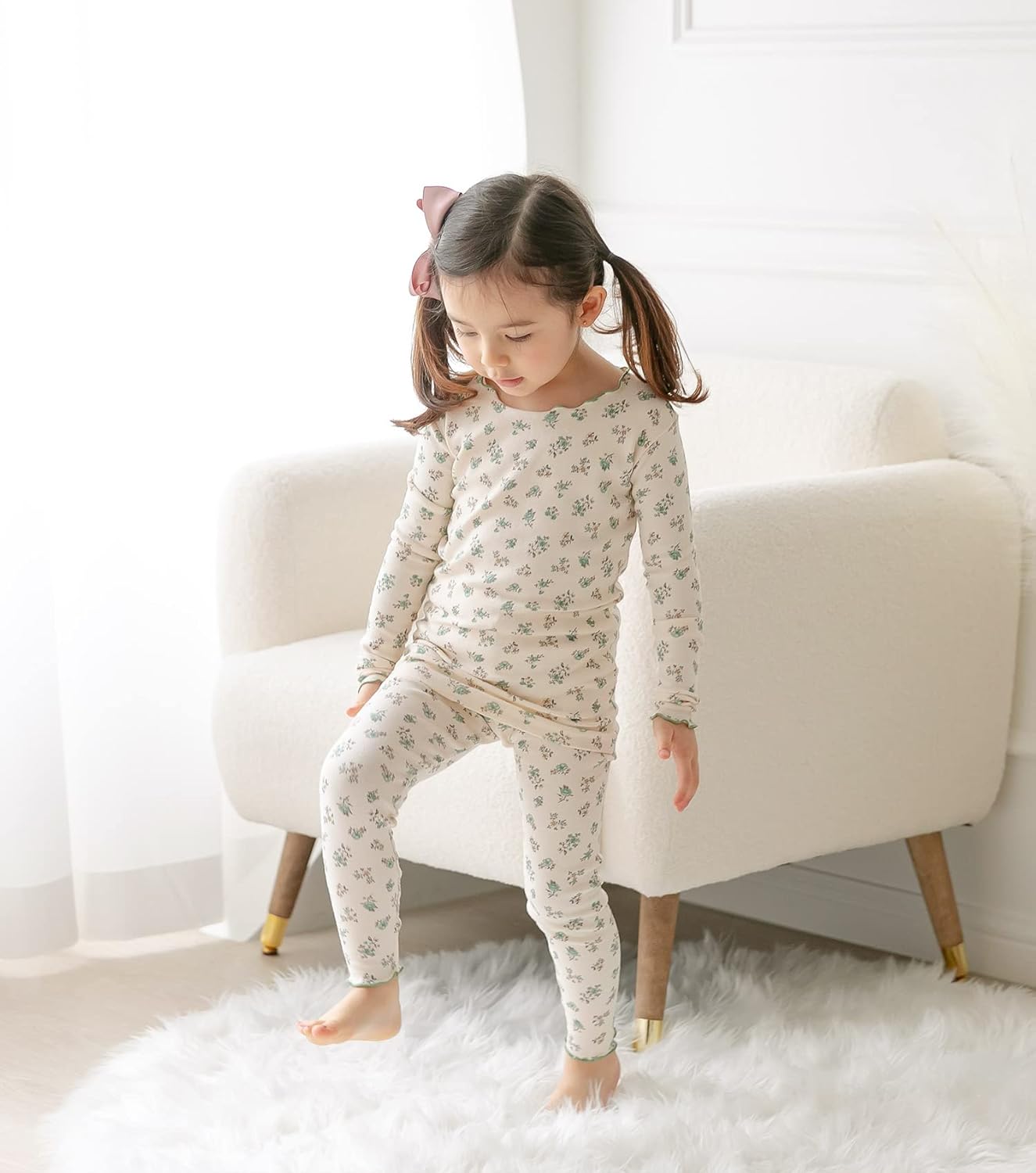 AVAUMA Baby Boy Girl Pajama Set 6M-7T Kids Cute Toddler Snug fit Flower Pattern Design Pjs Cotton
