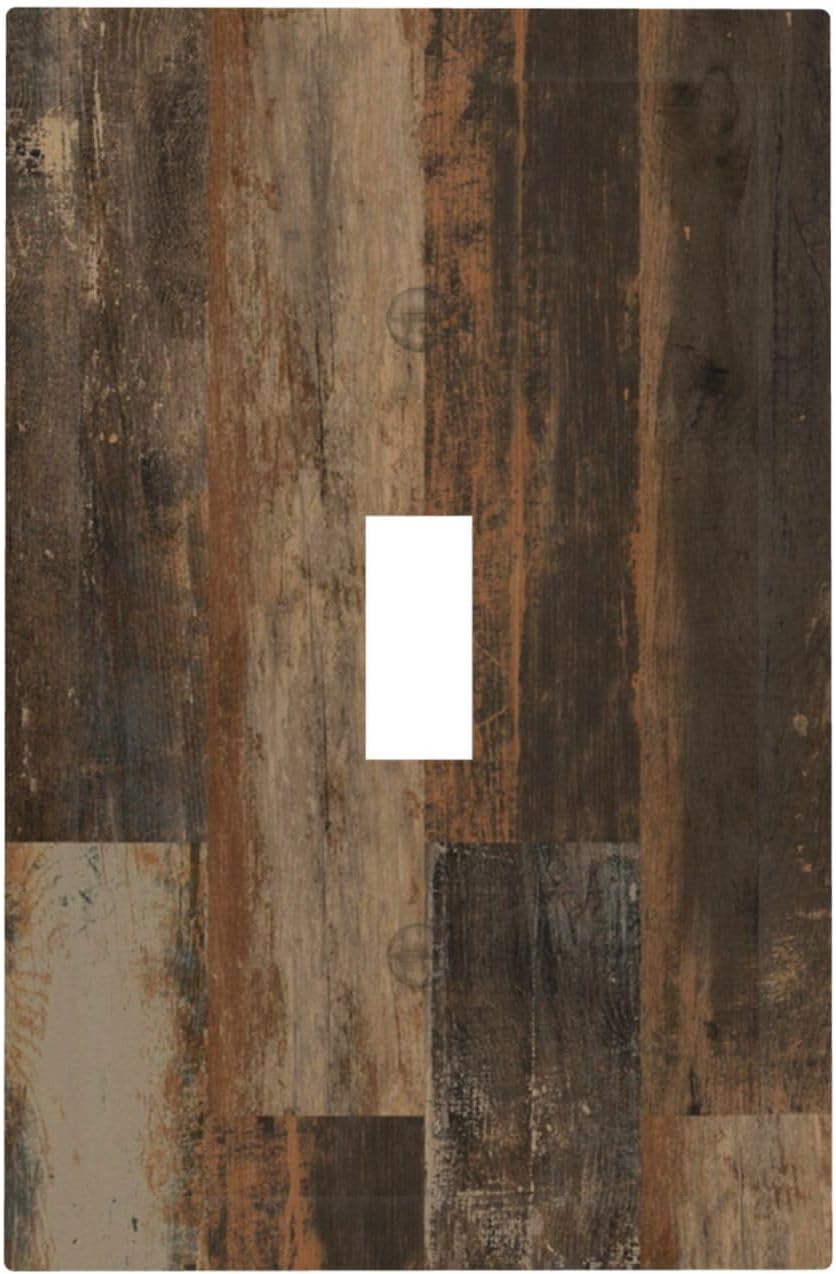 Rustic Brown Wood Grain Dark Oak Decorative Light Switch Cover 1 Gang Single Toggle Device
