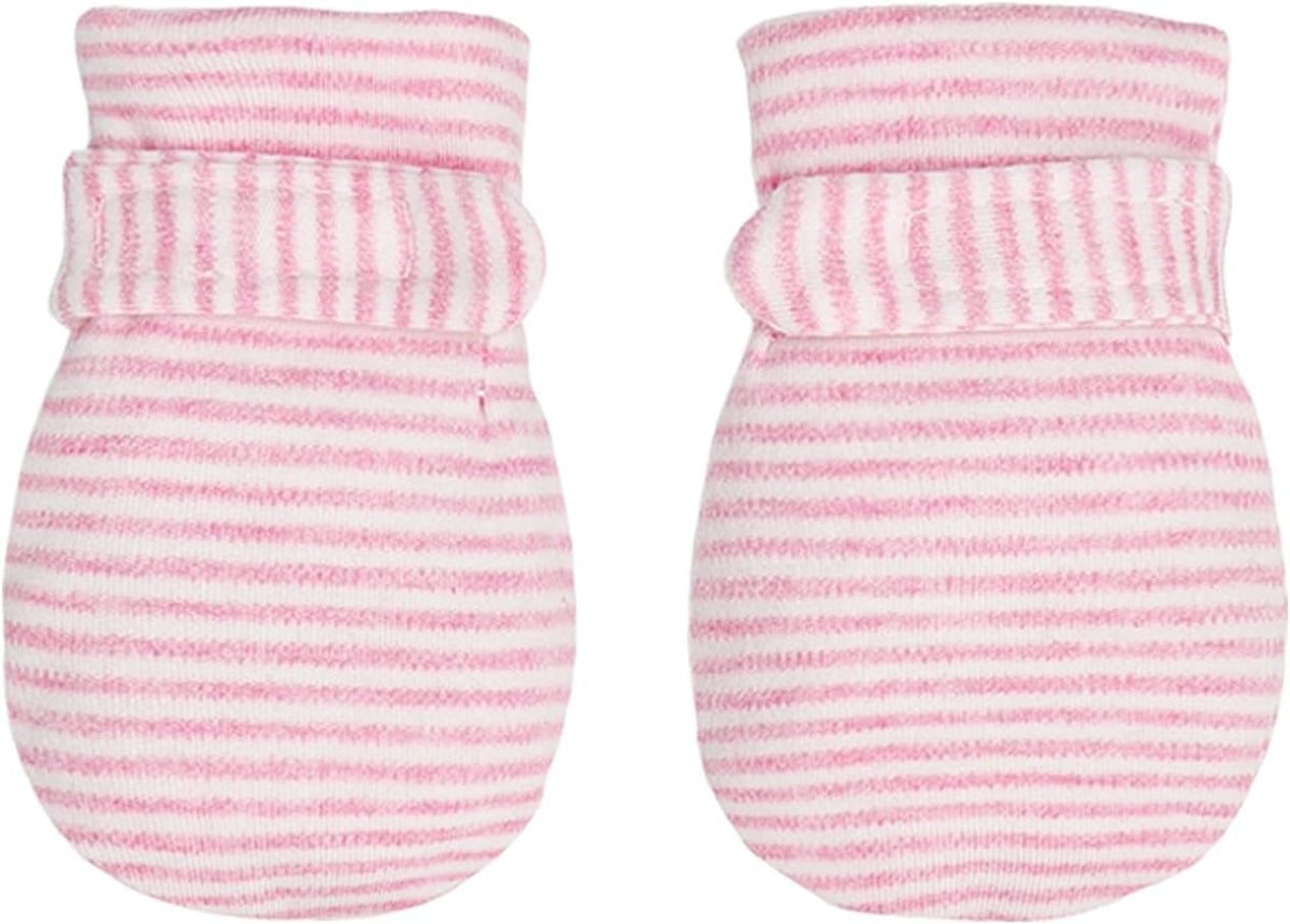 Newborn Baby No Scratch Mittens Stay On, 100% Cotton Breathable, Adjustable Infant Gloves for Baby