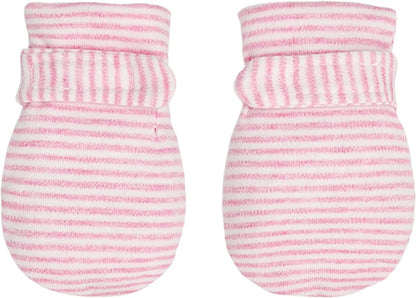 Newborn Baby No Scratch Mittens Stay On, 100% Cotton Breathable, Adjustable Infant Gloves for Baby