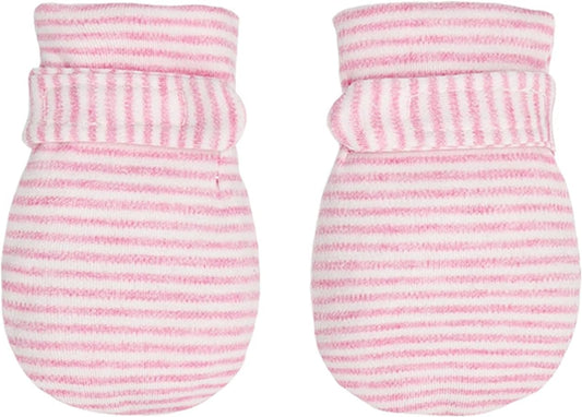 Newborn Baby No Scratch Mittens Stay On, 100% Cotton Breathable, Adjustable Infant Gloves for Baby