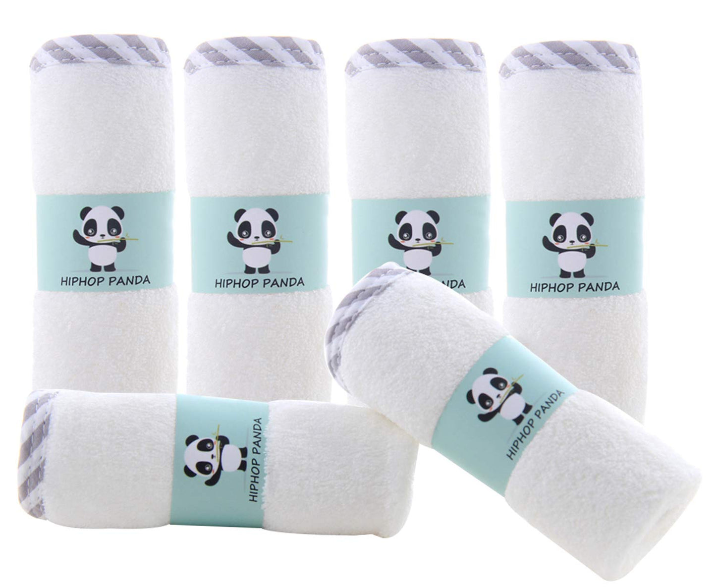 HIPHOP PANDA Baby Washcloths, Rayon Made from Bamboo - 2 Layer Ultra Soft Absorbent Newborn Bath