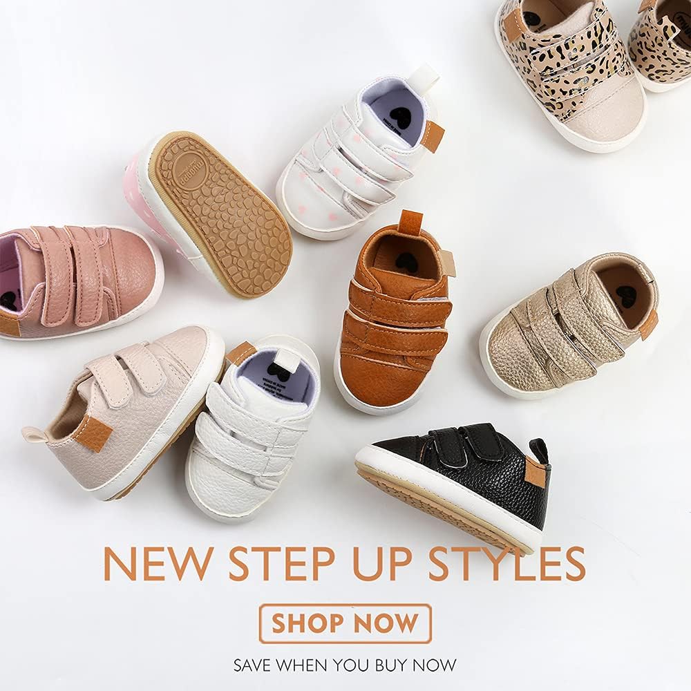 SOFMUO Baby Boys Girls High Top Ankle PU Leather Sneakers Soft Rubber Sole Infant Moccasins Newborn