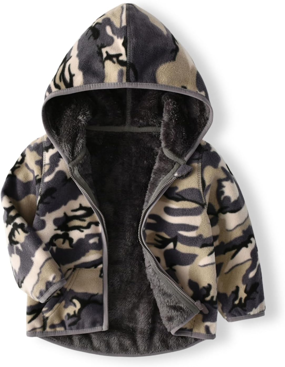Toddler Printed Polar Fleece hooded Jacket Baby Boys Girls Kids Winter Warm Spring Autumn Outerwear