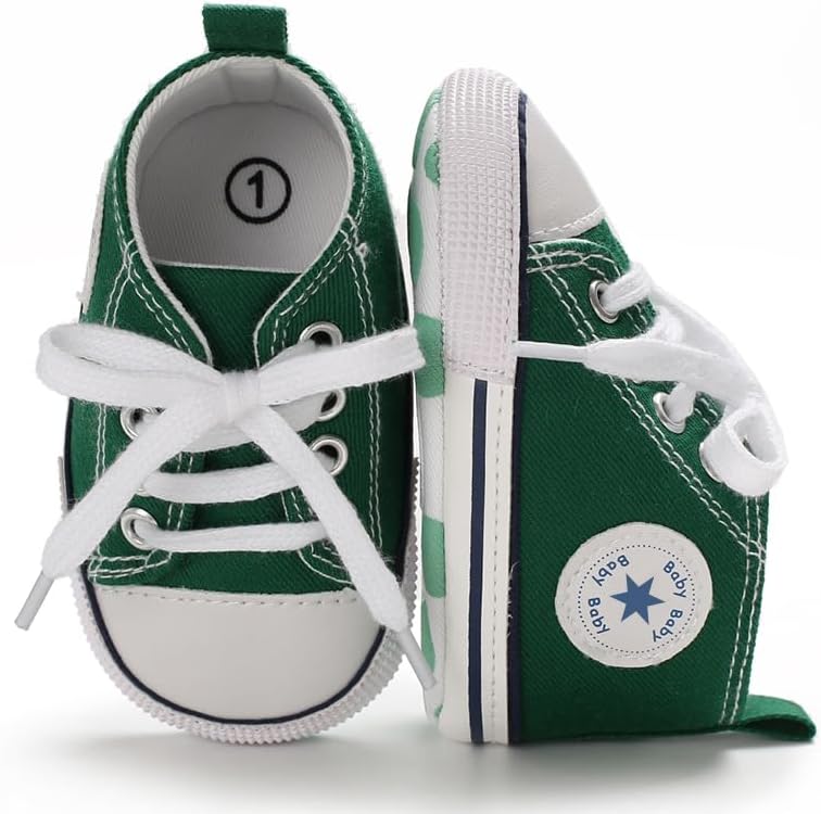 Unisex Baby Girls Boys Canvas High-top Shoes, Newborn Infant Anti-Slip Soft Sole Frist Walking