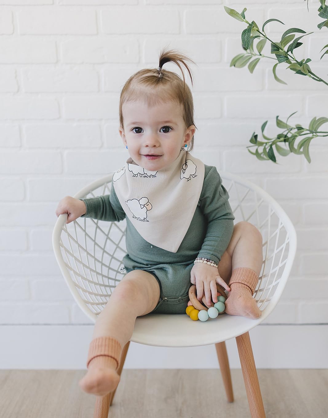 Woolino Merino Wool Baby Bibs - Highly Absorbent Bandana Bib with Cotton Outer Layer and Merino