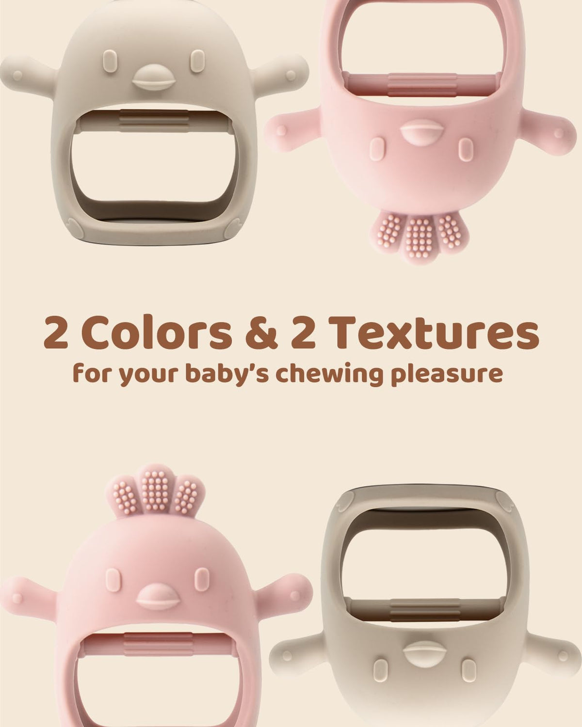 ChooKaChoo 2 Pack Baby Teething Toy Silicone Teething Mitten for Babies Over 3 Months Anti Dropping
