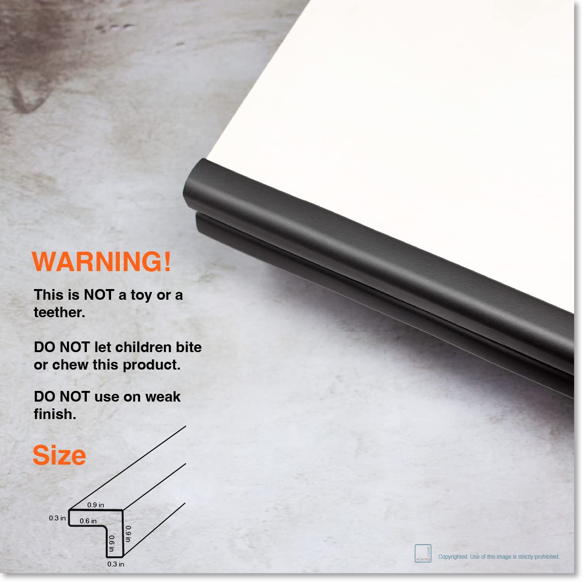 Roving Cove Slim-Fit Edge Protector for Baby Proofing (9ft Small Edge Only), Soft Rubber Foam