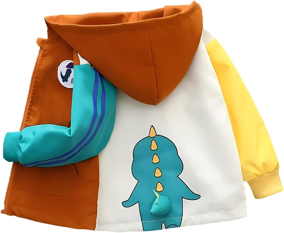 Vinmin Toddler Hooded Jacket Cartoon Dinosaur Zip Coat Little Girls Boys Jacket Thin Fashion for