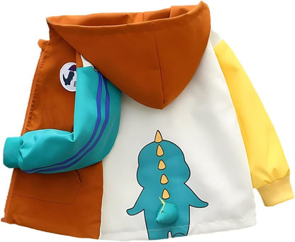 Vinmin Toddler Hooded Jacket Cartoon Dinosaur Zip Coat Little Girls Boys Jacket Thin Fashion for