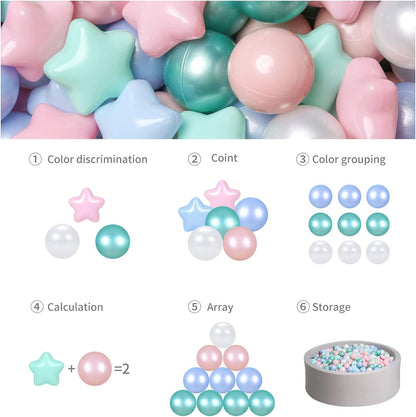 GOGOSO 100 Non-Toxic Play Balls for Kids - Soft, Crush-Proof, and BPA-Free Pit Balls in Fun Colors