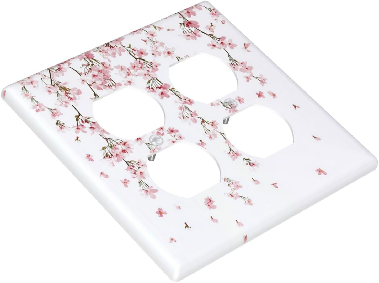 Outlet Covers Sakura Plant Floral Pink Flowers 2 Gang Double Duplex Decorative Light Switch Covers