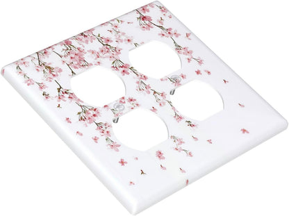 Outlet Covers Sakura Plant Floral Pink Flowers 2 Gang Double Duplex Decorative Light Switch Covers