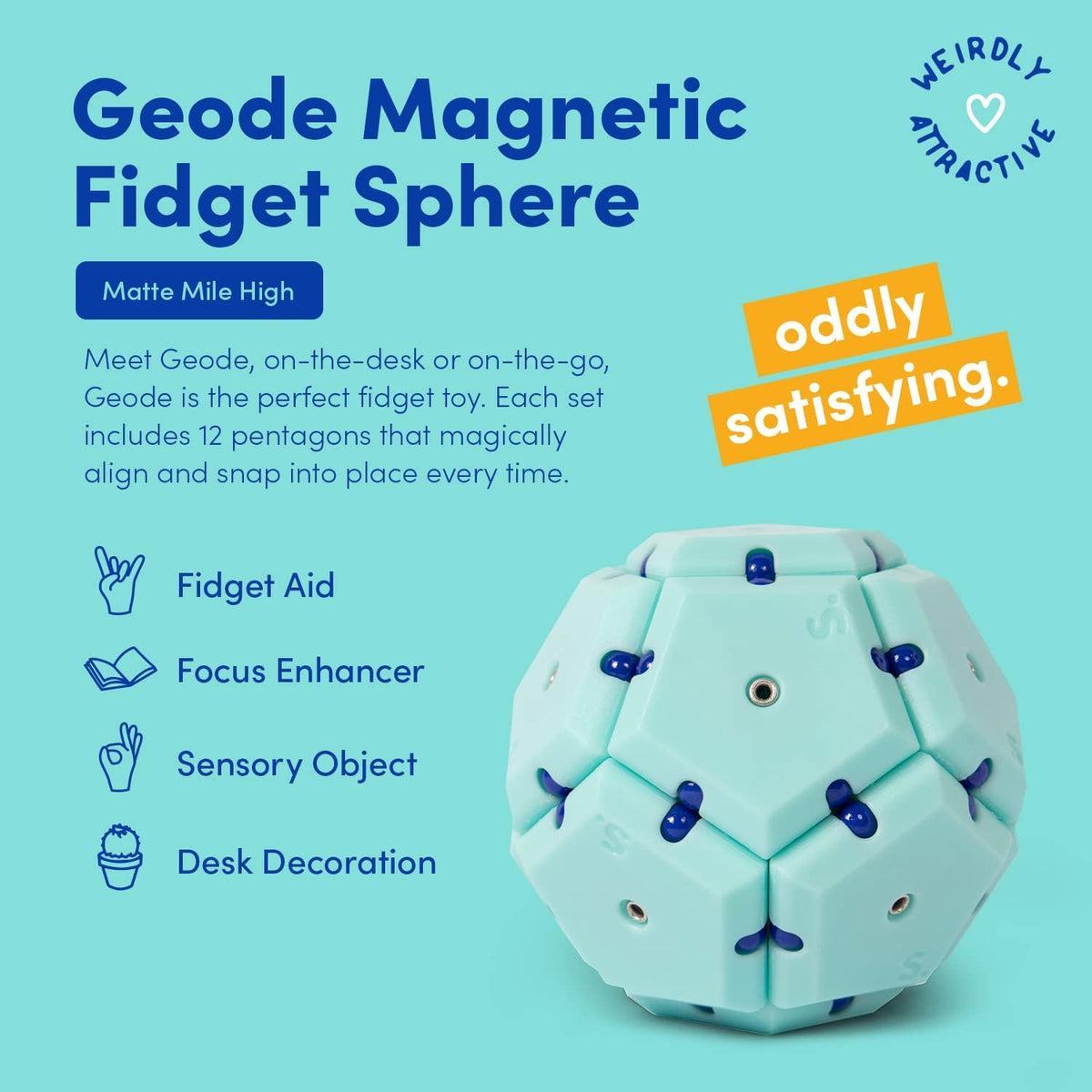 Speks Geode Matte Pentagons Magnetic Fidget Toy for Adults | Quiet Sensory Toy for Stress Relief &