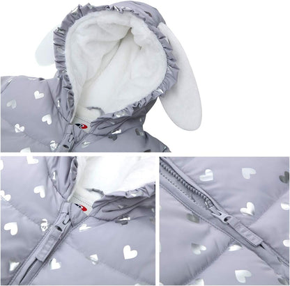 Rokka&Rolla Baby Girls' Water-Resistant Soft Mini Fur Lined Puffer Jacket Winter Coat for Newborn