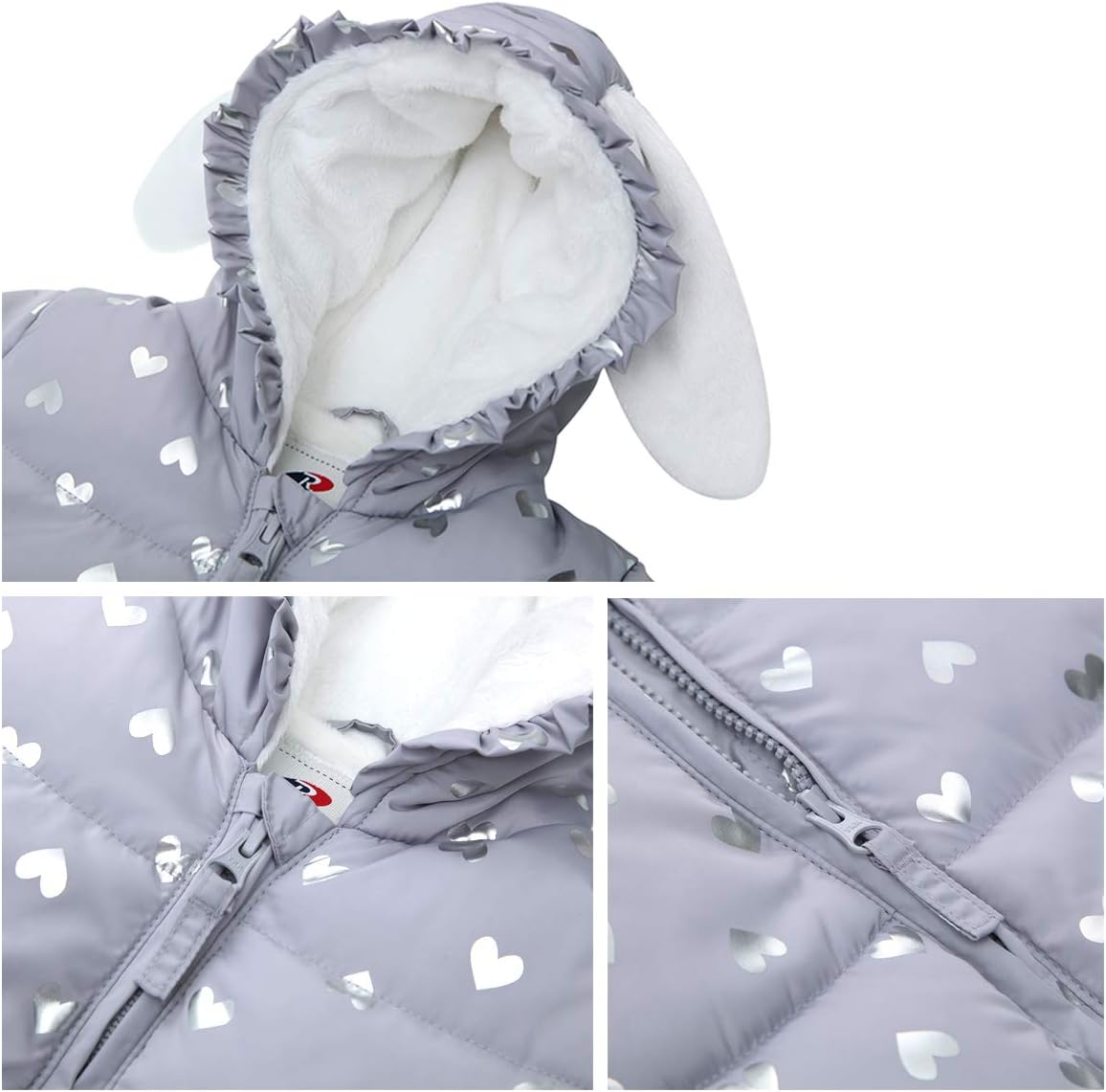 Rokka&Rolla Baby Girls' Water-Resistant Soft Mini Fur Lined Puffer Jacket Winter Coat for Newborn