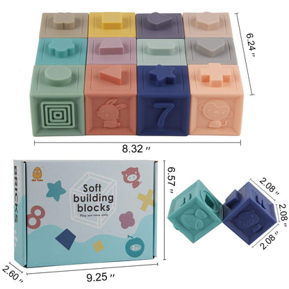 Mini Tudou Baby Blocks Toys, Soft Building Blocks for Babies 6-12 Months
