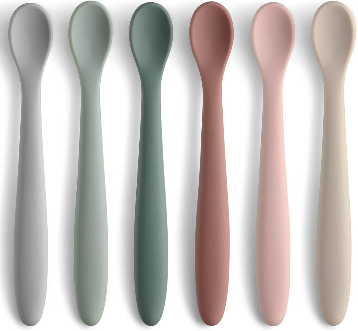 6-Piece Silicone Baby Feeding Spoons, First Stage Infant Spoons, Soft-Tip Easy on Gums I Baby