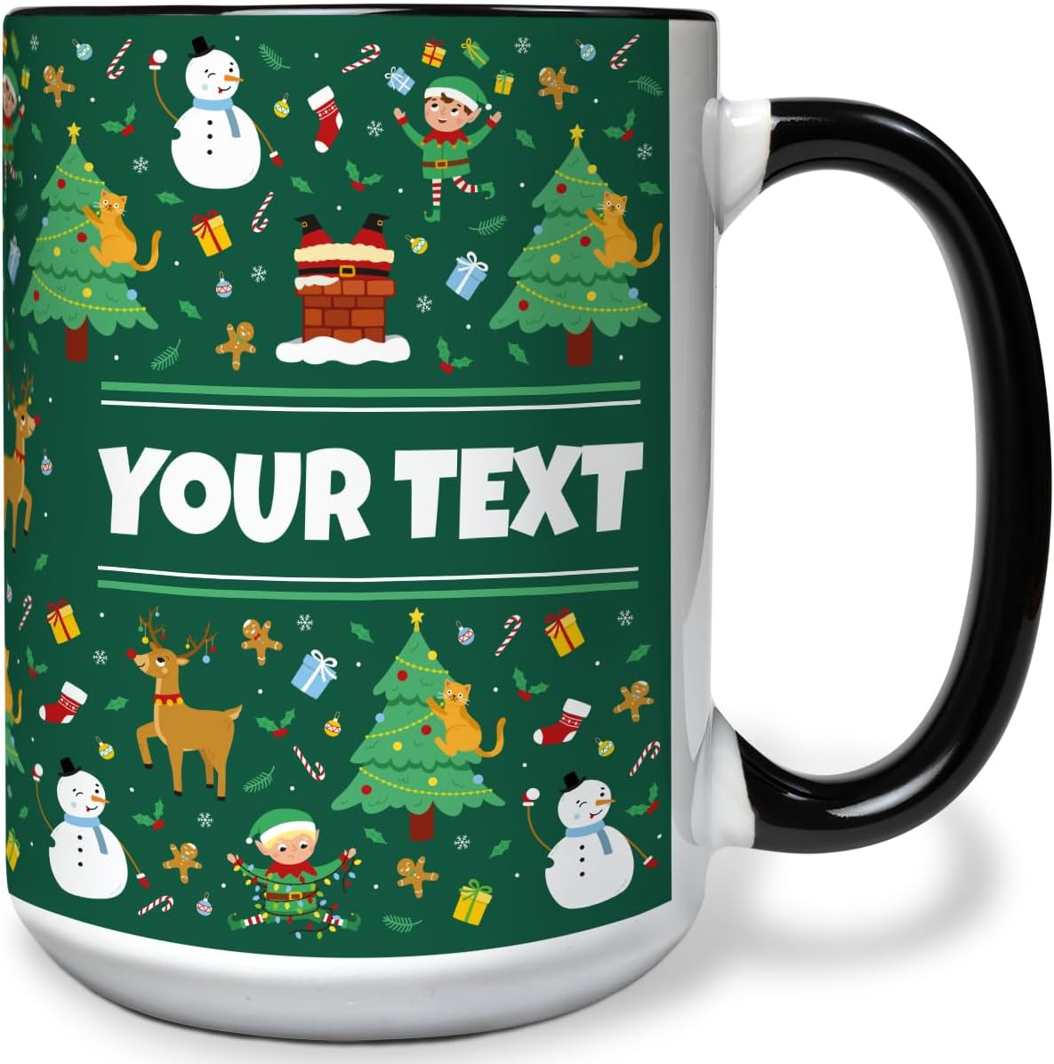 Personalized Mug for Kids - Christmas - Custom Name/Text, Ceramic Hot Chocolate/Cocoa/Coffee Cup