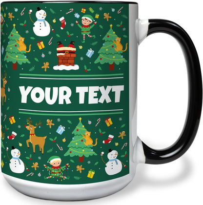 Personalized Mug for Kids - Christmas - Custom Name/Text, Ceramic Hot Chocolate/Cocoa/Coffee Cup