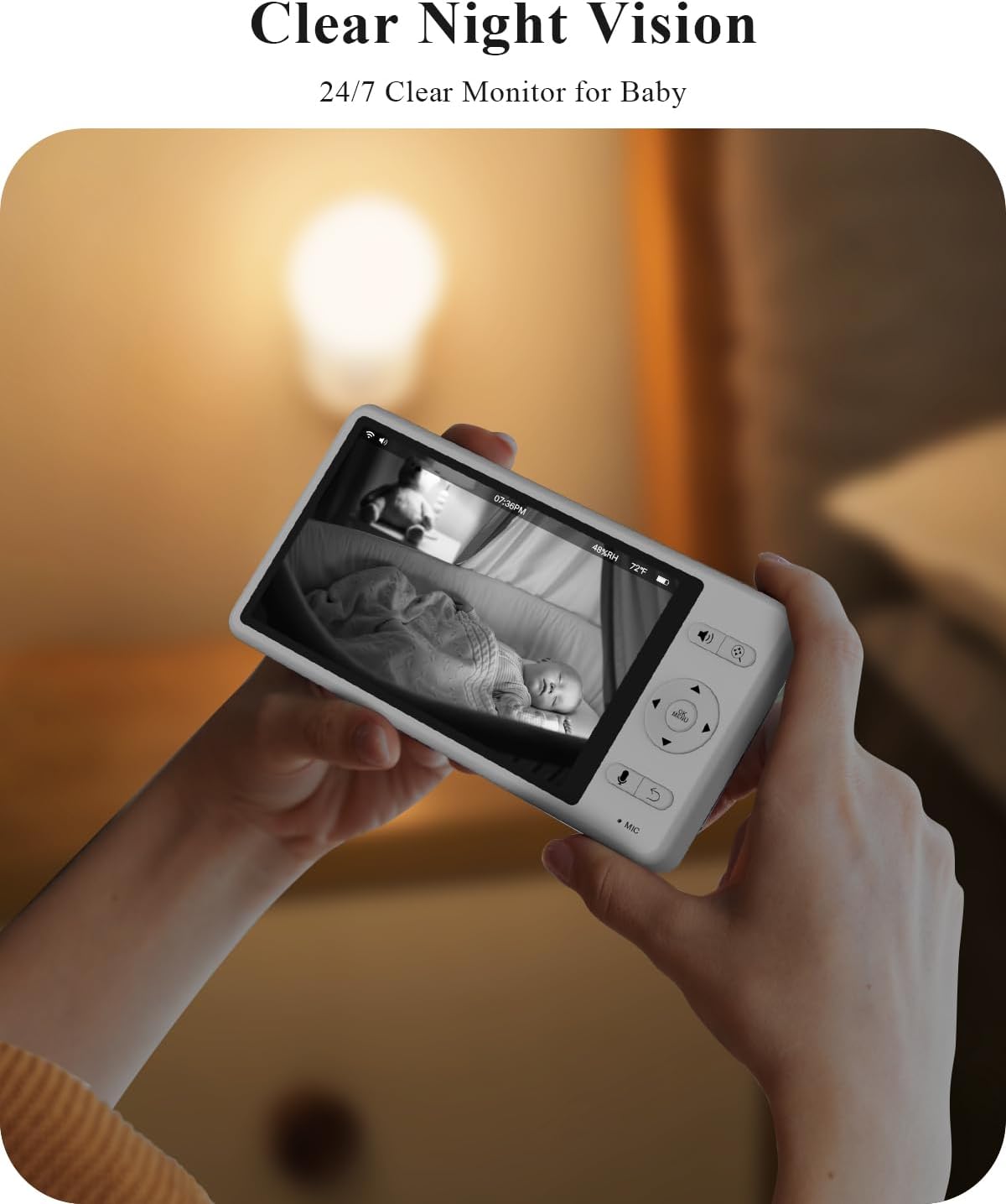 WUUK 2K Video Baby Monitor, 5.5'' Baby Monitor with 360 PTZ Color Display with 135° Wide Angle