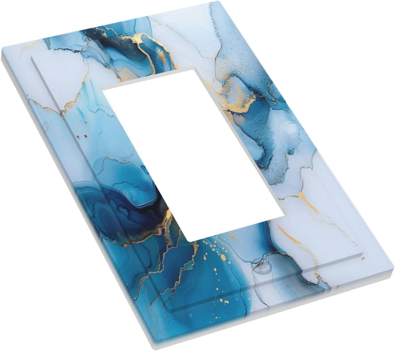 Decorative Outlet Covers Modern Abstract Blue Gold Line Marble 1 Gang Single Decora GFCI Device