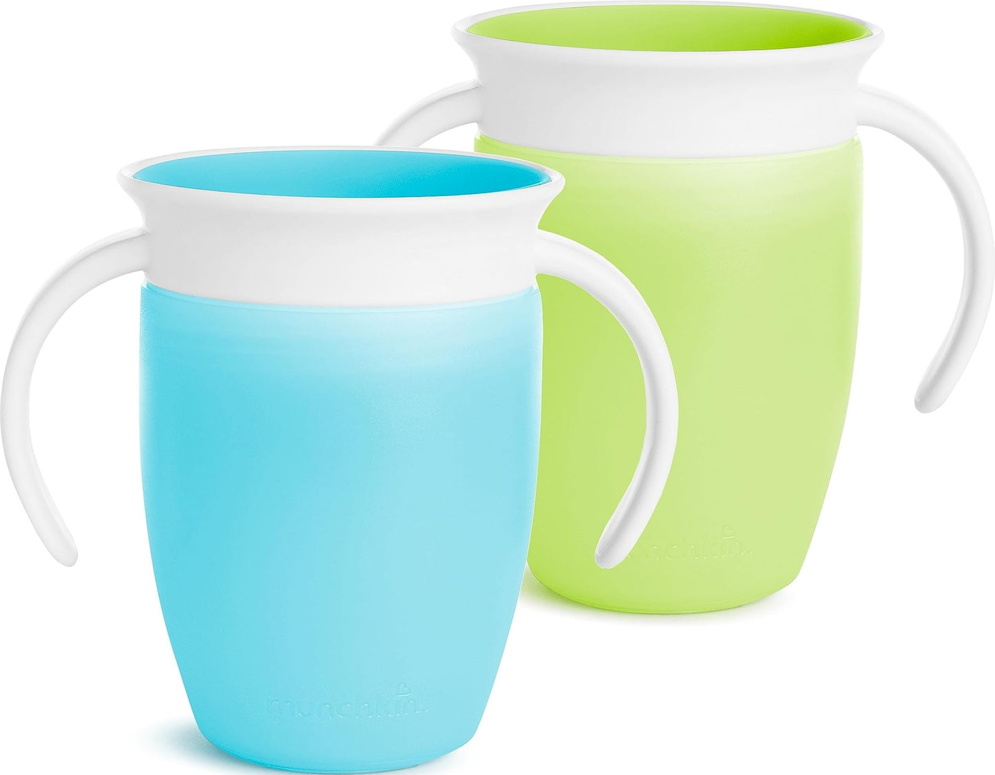 Munchkin® Miracle® 360 Trainer Sippy Cup with Handles, Spill Proof, 7 Ounce, 2 Pack, Green/Blue