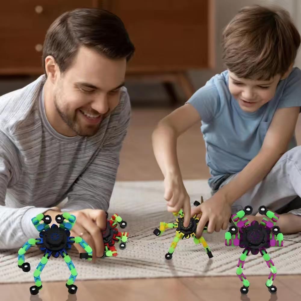 Fidget Spinners, DIY Transformable Chain Robot Finger Spinner, Glow in The Dark Deformable Creative