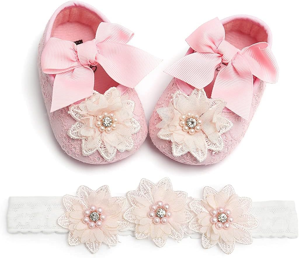 Baby Shoes Mary Jane Flats Non Slip Soft Sole Infant Toddler Sneakers First Walkers Party Christmas