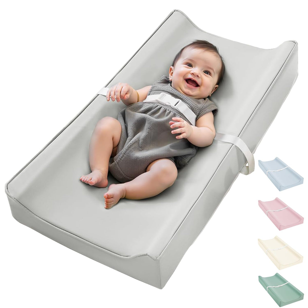 Vegan Leather Waterproof Baby Changing Pad - Wipeable, Extra Thick & Portable & Non-Slip Diaper Mat