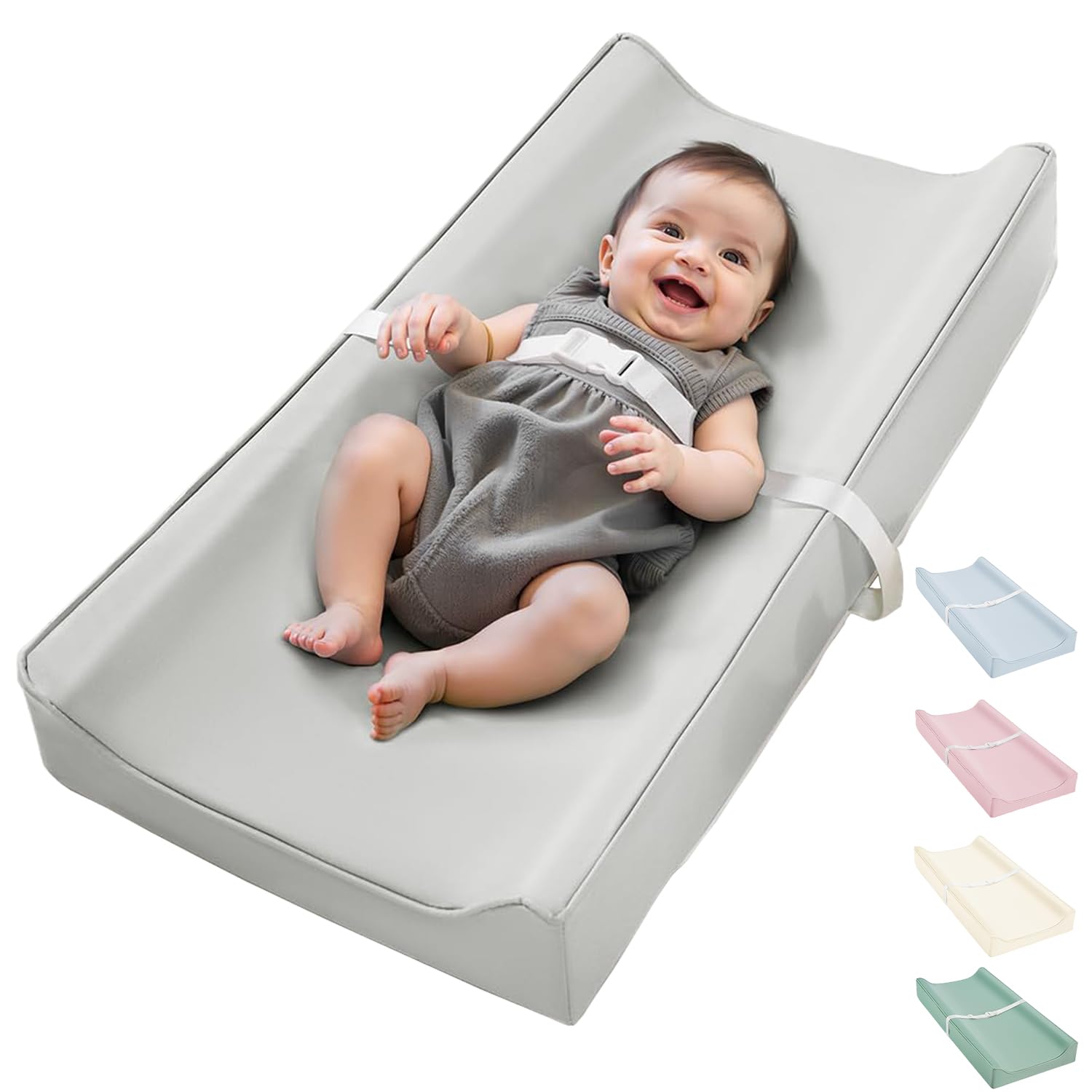 Vegan Leather Waterproof Baby Changing Pad - Wipeable, Extra Thick & Portable & Non-Slip Diaper Mat