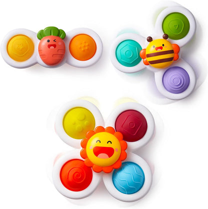 LiKee Strong Suction Cup Fidget Spinnerz Sensory Bath Toys for Baby 12 18 Months Airplane Car