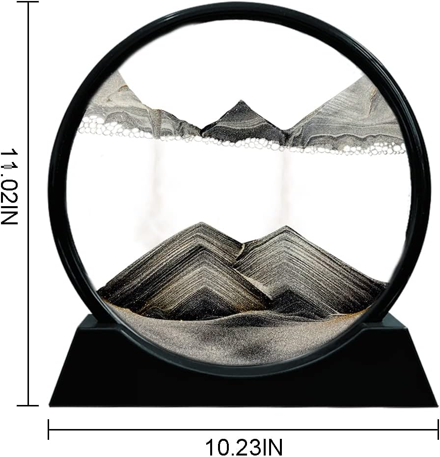Aoderun Moving Sand Art Picture Round Glass 3D Deep Sea Sandscape in Motion Display Flowing Sand