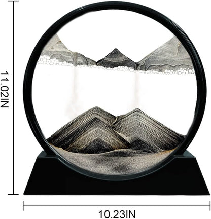 Aoderun Moving Sand Art Picture Round Glass 3D Deep Sea Sandscape in Motion Display Flowing Sand