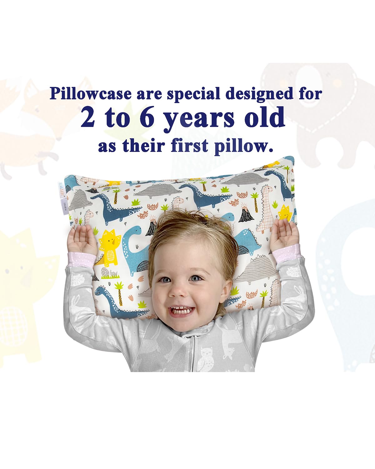 ALVABABY Toddler Pillowcases 2 Pack Organic Cotton Kids Pillow Cover Fit 13"x 18" or 12"x16"