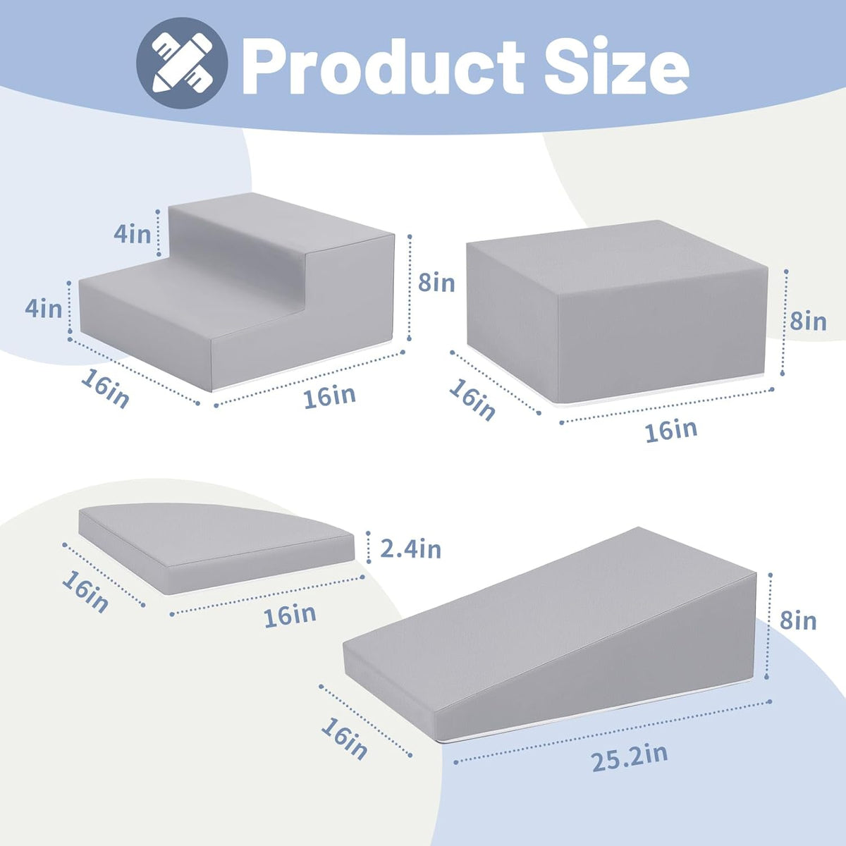 4-Piece PU Leather Baby Foam Climbing Blocks for Toddlers - Soft Play Climbing Toys for Toddlers