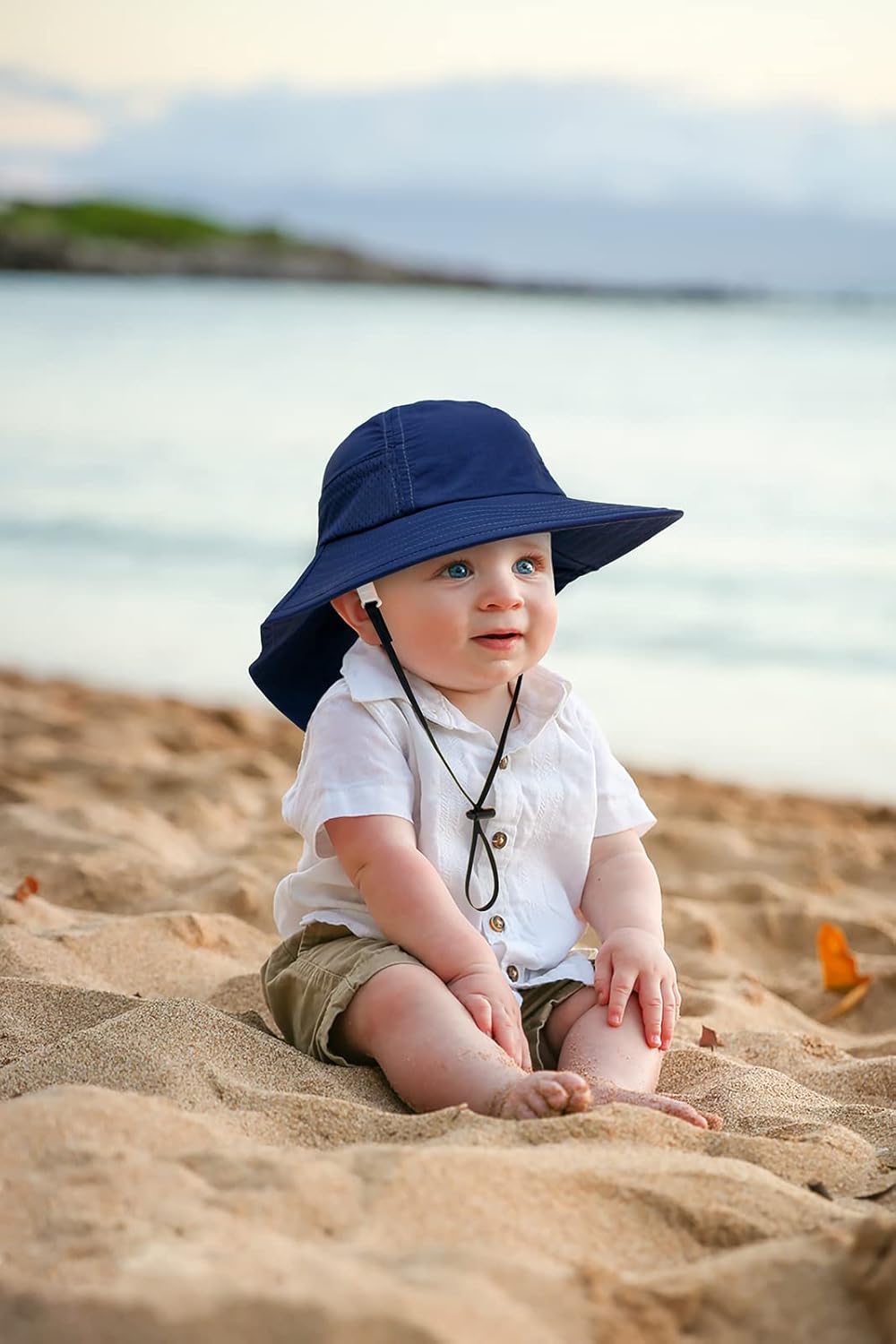 CHUNG Baby Sun Protection Hat Summer Toddler Adjustable UPF 50+ Wide Brim Neck Flap Beach Caps Boys