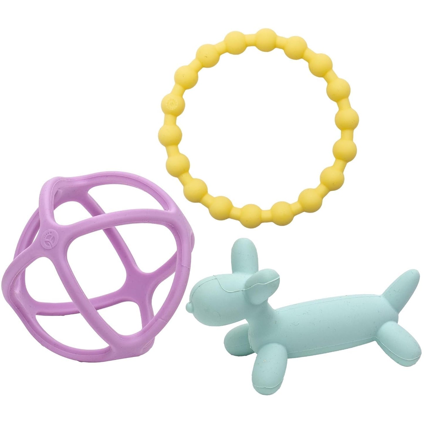 WeeSprout Silicone Baby Teether Toys for Infant Babies and Toddlers, Cute Ring, Puppy Dog, and