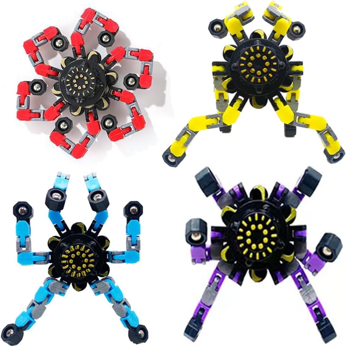 4pcs Fidget Spinners for kids&Adults Transformable Fingertip Gyros for Girls Boys Stress Reliefs