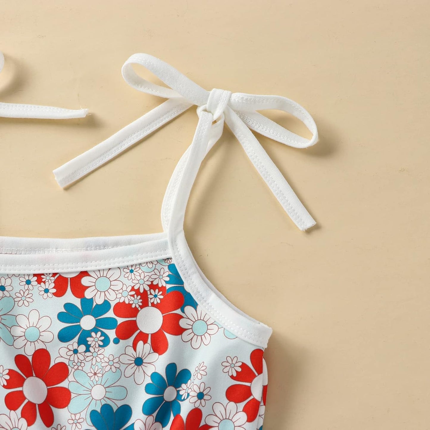 WZTYYDS Toddler Baby Girl Summer Clothes Floral Romper Tie-Up Strap Halter Jumpsuit Infant Summer