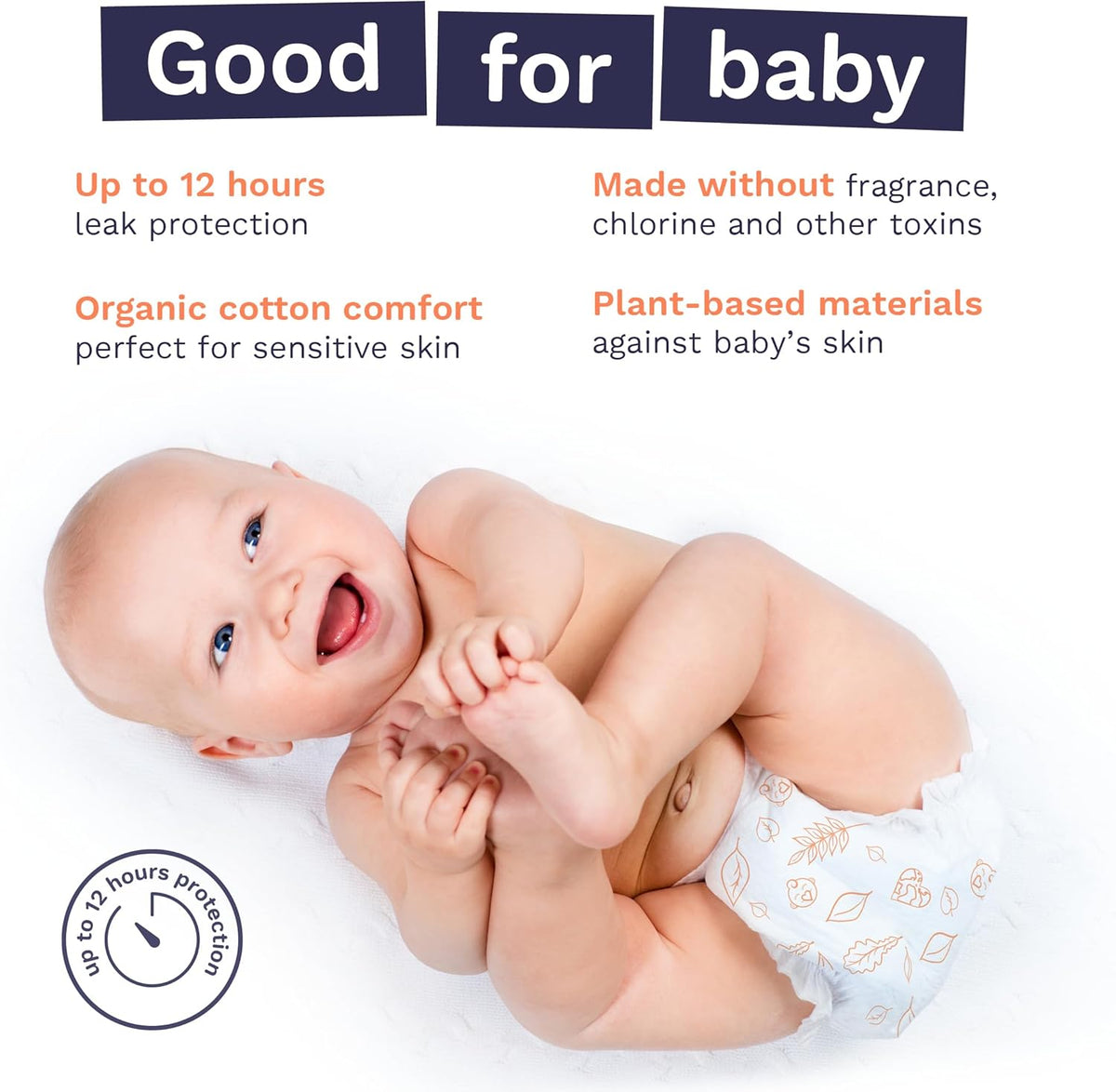 Size 3 Eco-Friendly Diapers (9-20 lbs) Totally Chlorine Free (TCF),Hypoallergenic, Soft Organic