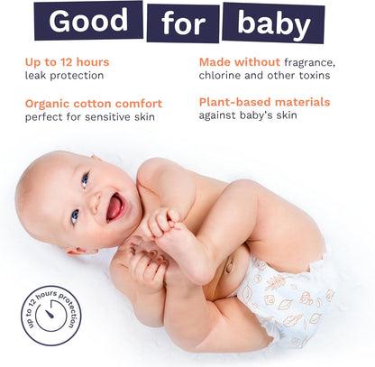 Pura Size 3 Eco-Friendly Diapers (9-20 lbs) Totally Chlorine Free (TCF) Hypoallergenic, Soft