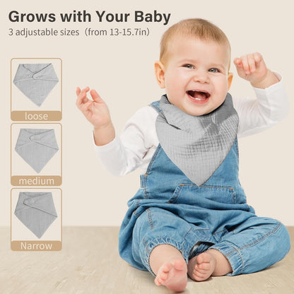 Muslin Baby Bibs,Soft Triangular Baby Bandana Drool Bibs for Baby Boy Girl,Solid Colors Bib for