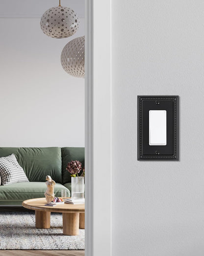 2-Pack Decorator Outlet Cover Plate, Pearls Decorative Switch Plates and Outlet Covers, Black Metal