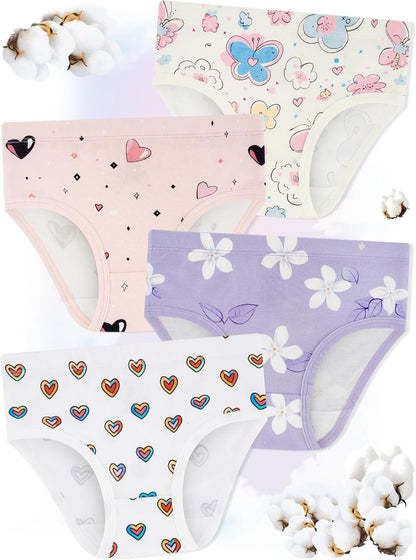 Girls' Underwear,Soft Cotton Tagless Panties for Toddlers' & Little Kids Comfort,Breathable