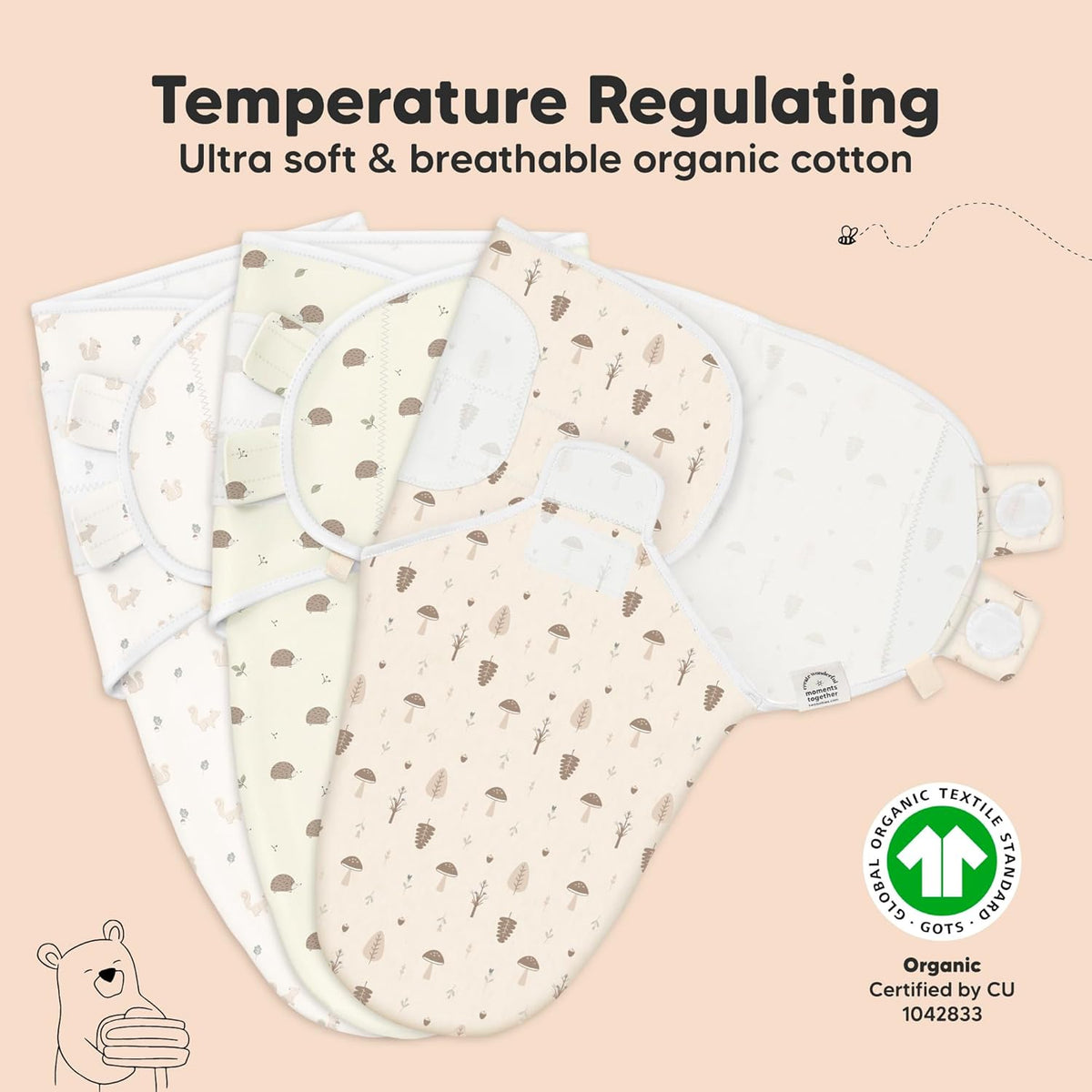 KeaBabies 3-Pack Organic Baby Swaddle Sleep Sacks - Swaddles for Newborns, Infant 0-3 Months, Baby