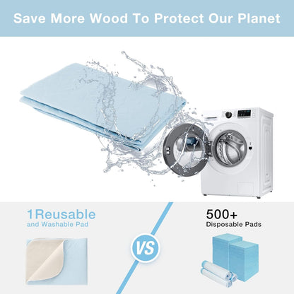 2 Packs Reusable Incontinence Bed Pad, 34X52 Inch Washable Pee Pads, Waterproof Bed Pad & Pet Pad