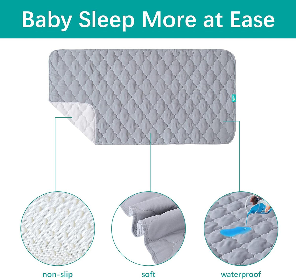 Waterproof Crib Mattress Protector Pad Cover 2 Pack 28" x 52", Anti Slip & Absorbent Waterproof Bed