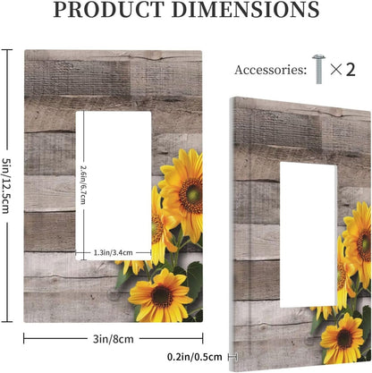 Sunflower Rustic Brown Gray Wood Decorative Outlet Covers 1 Gang Single Rocker Light Switch Cover